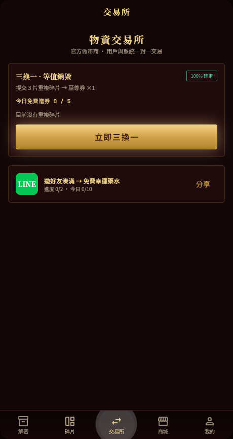物資交易所：三換一回收與 LINE 邀請