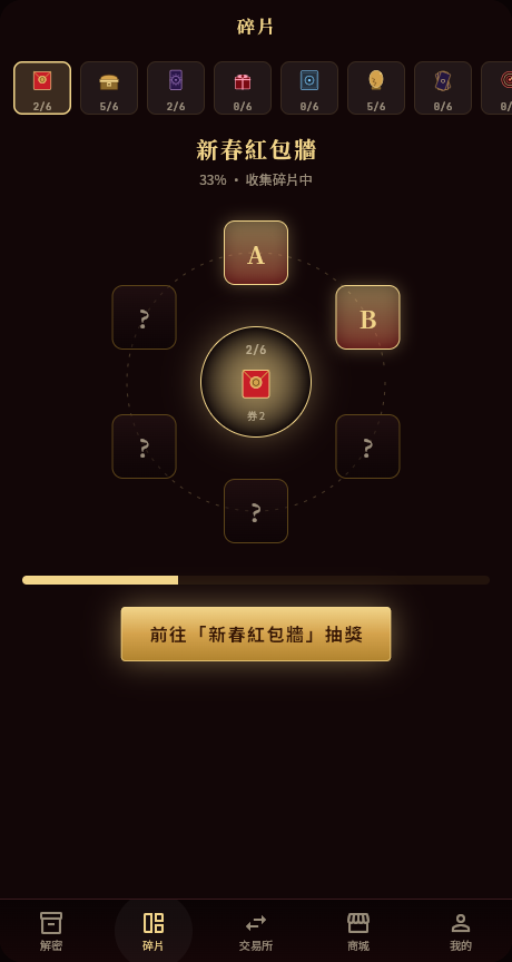 碎片殘局環：A、B 已收集，核心待解鎖